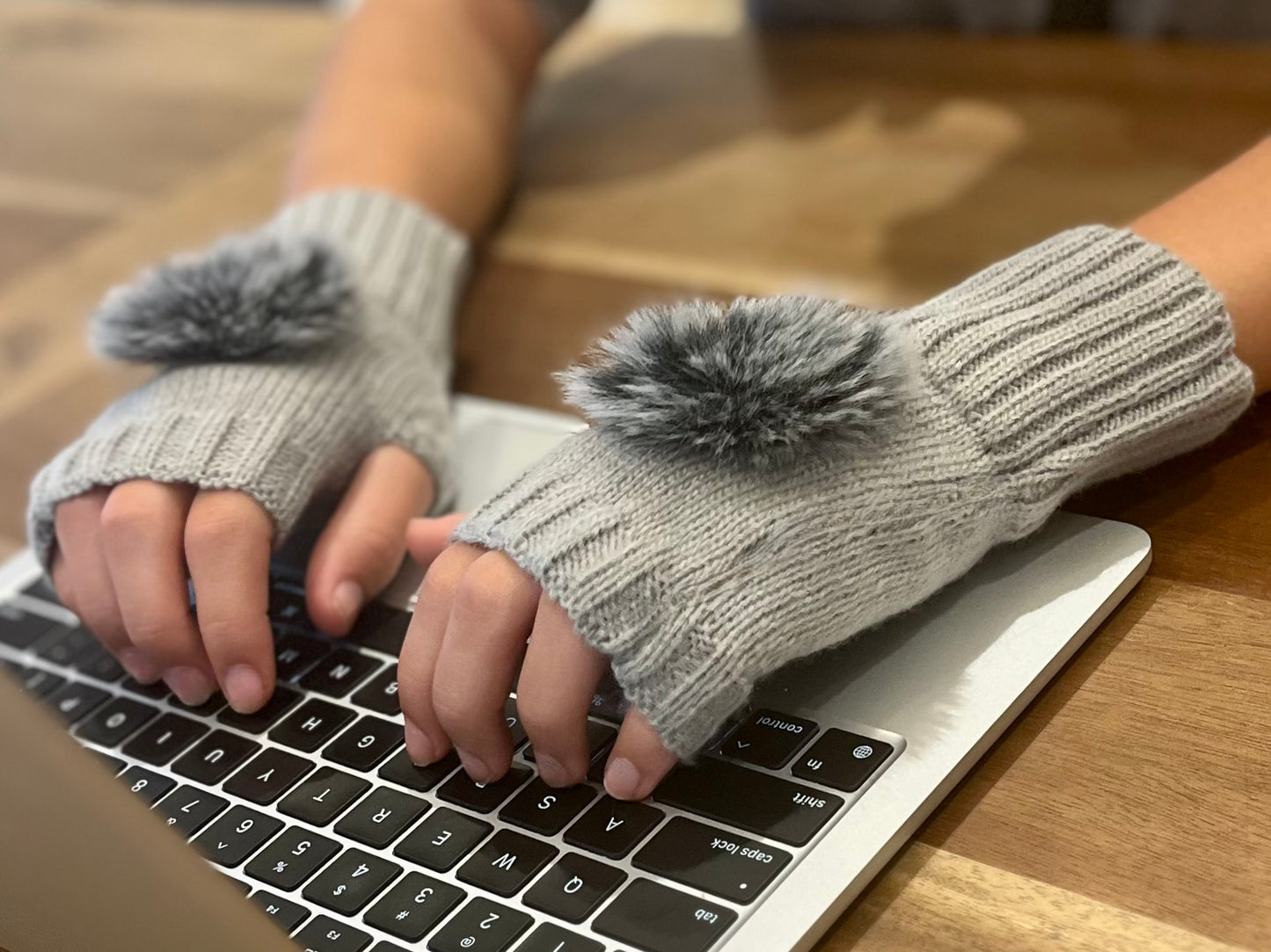 Fingerless Gloves with Faux Fur Detail