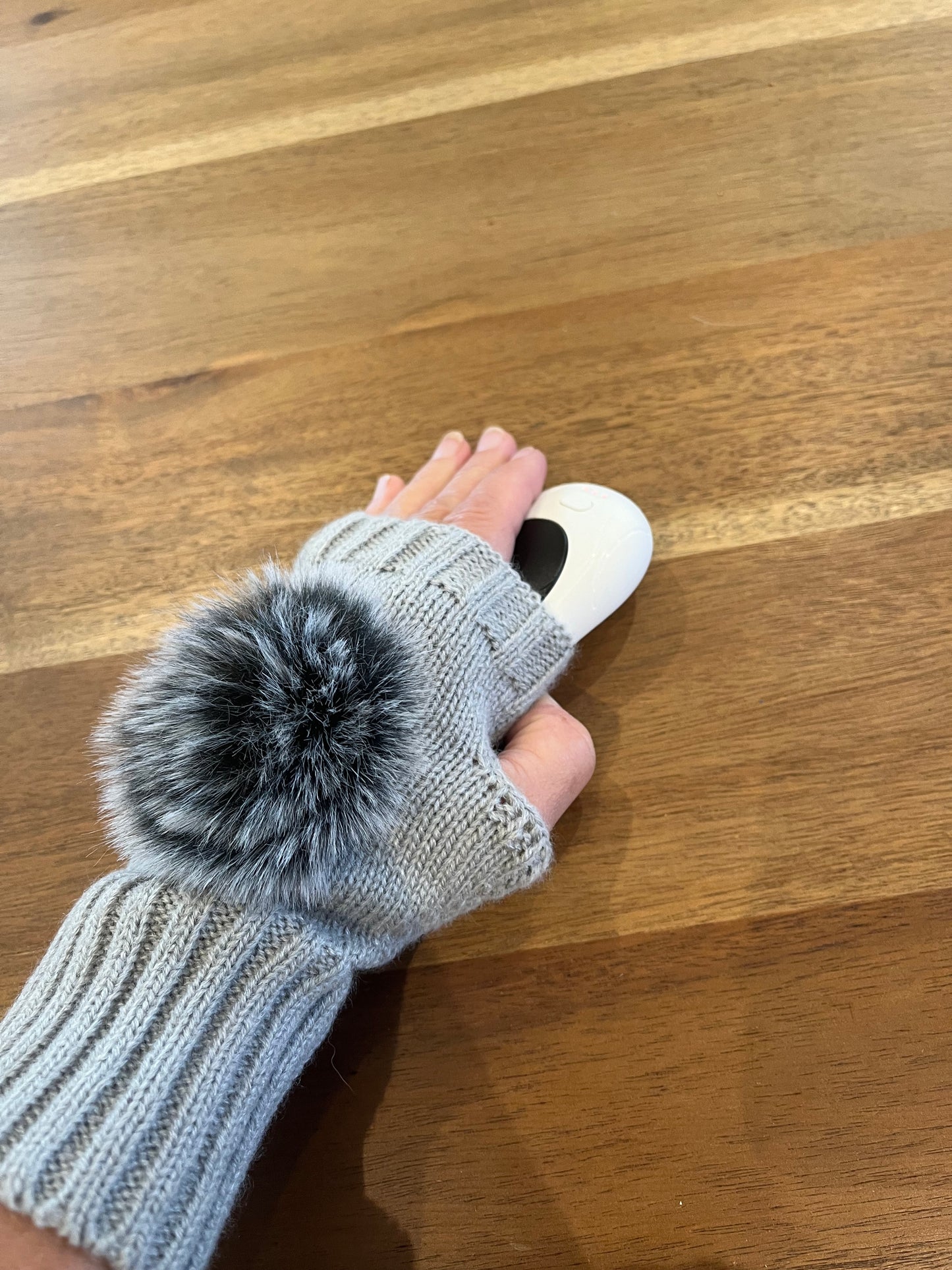 Fingerless Gloves with Faux Fur Detail